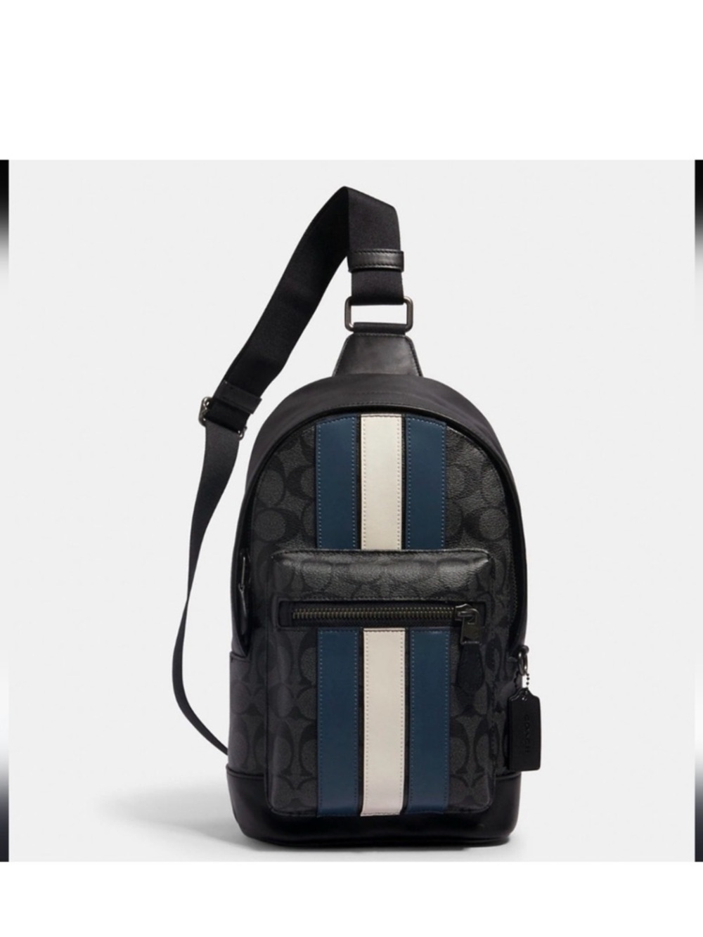 Coach west pack Sling Bag  backpack with Blue and Ivory  Stripes